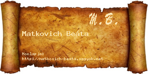 Matkovich Beáta névjegykártya